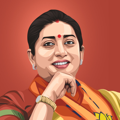 Smriti Zubin Irani Former Politician and Actress Vector Illustration