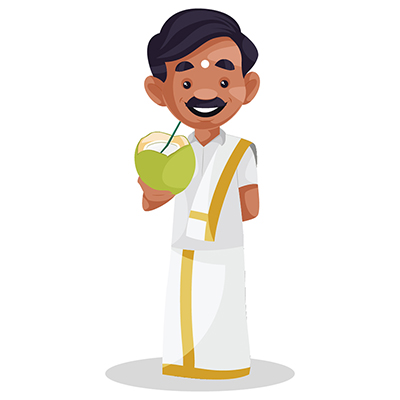 Tamil man is drinking coconut water