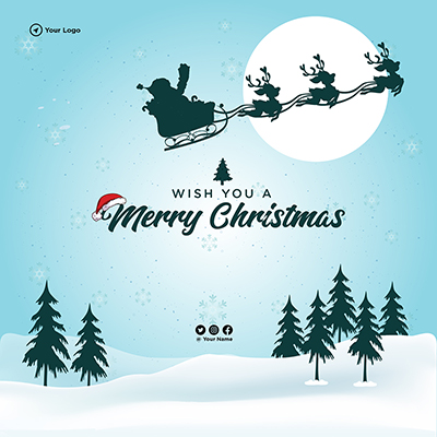 Wish you a merry christmas card with banner template