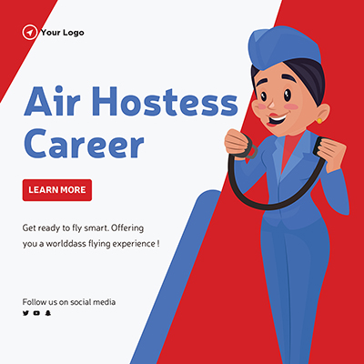Air hostess career for a bright future banner template