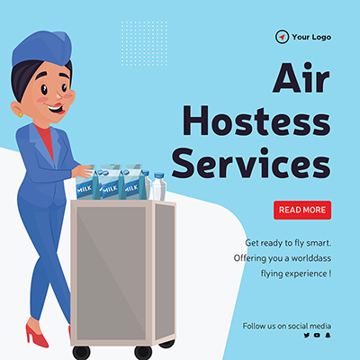 Air hostess services banner template design