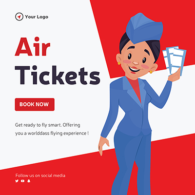 Air tickets book now banner design template