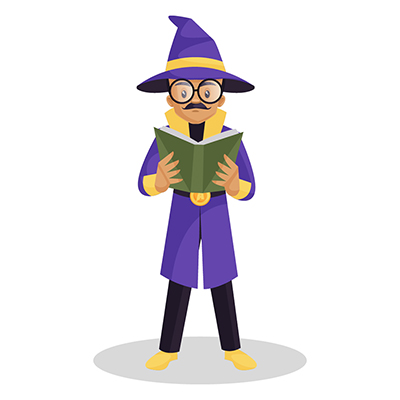 Astrologer is reading a book