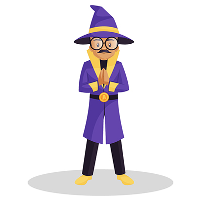 Astrologer is standing with greet hands