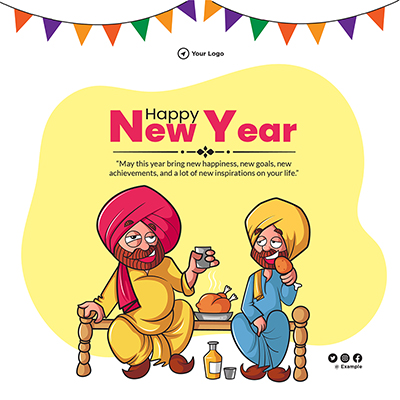 Banner template of a happy new year design