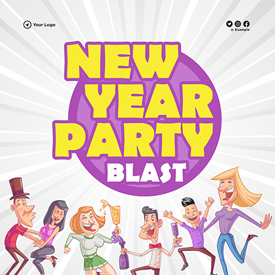 Banner template of a new year party blast
