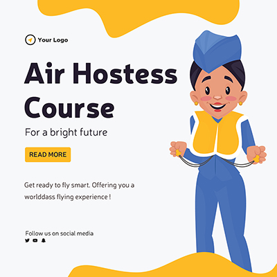 Banner template of air hostess course for a bright future
