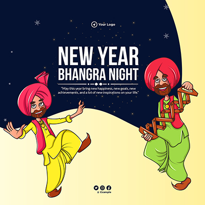 Banner template of new year bhangra night