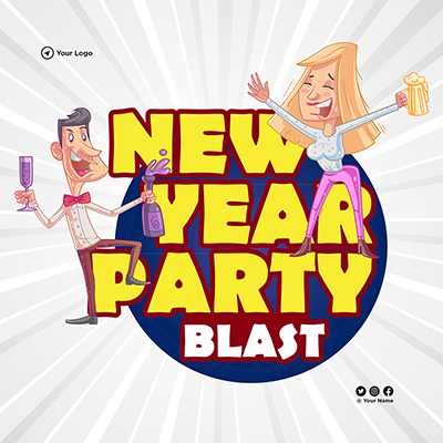 Banner template of the new year party blast