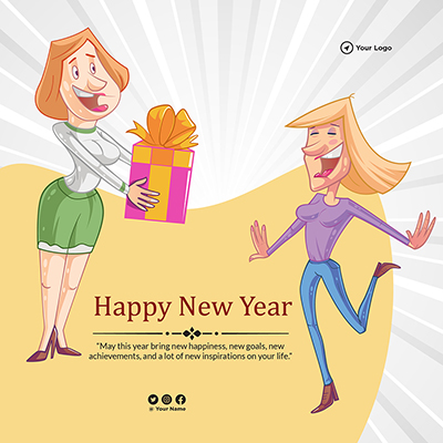 Banner template with happy new year design