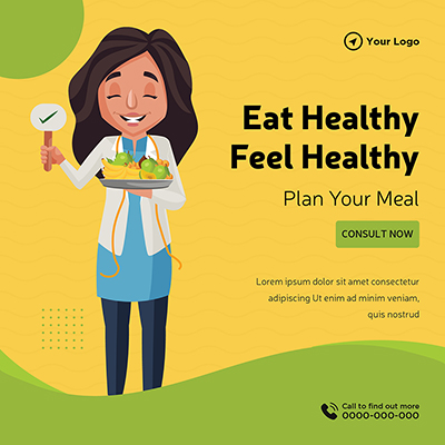 Eat healthy feel healthy plan your meal banner template