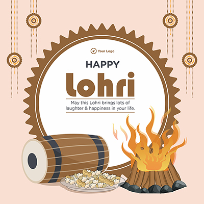 Happy lohri festival design on the banner template