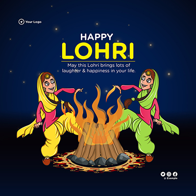 Happy lohri celebration on banner template Happy lohri celebration on banner template