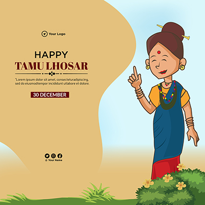 Happy tamu lhosar on a banner template
