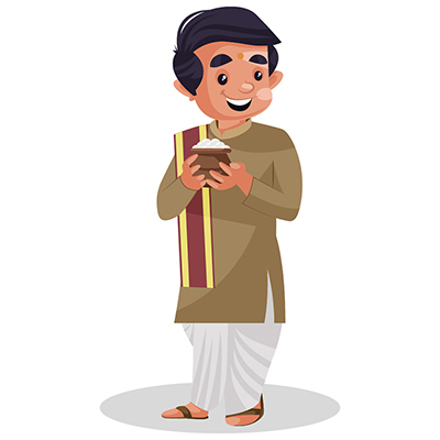 Indian Bengali man is holding rasgulla clay pot in hand Indian Bengali man is holding rasgulla clay pot in hand