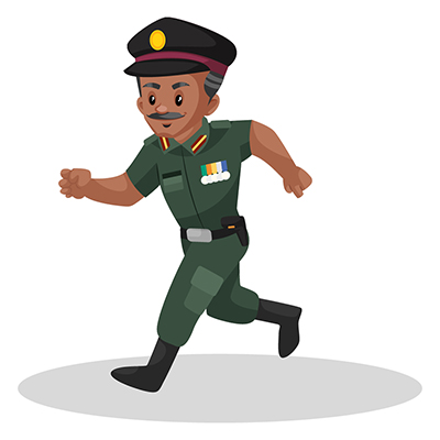Indian army man is running fast