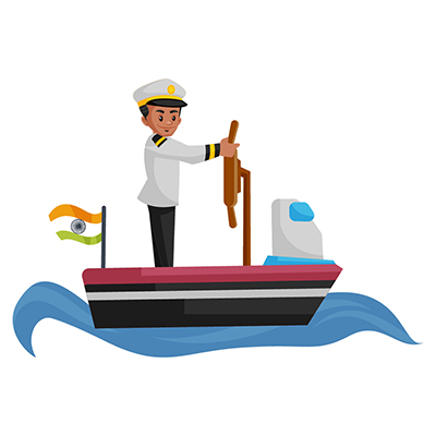 Indian sailor is driving the boat