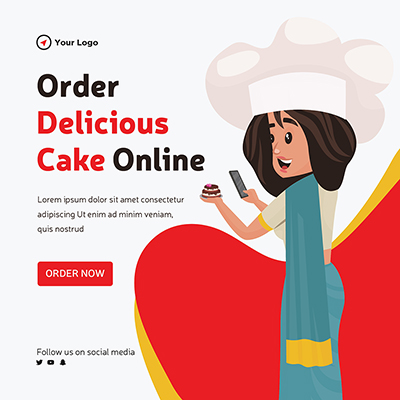 Order delicious cake online banner template