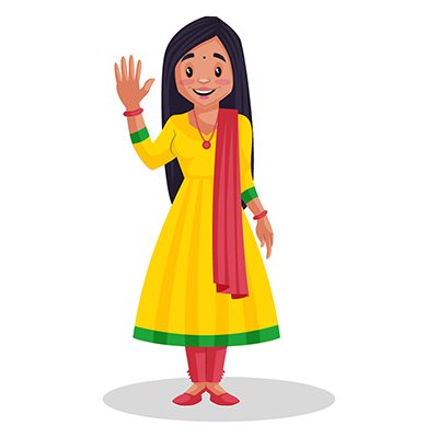 Punjabi girl is waving her hand