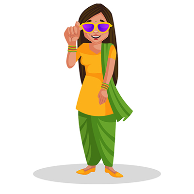 Punjabi girl is wearing colorful sunglasses