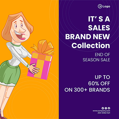 Sales on brand new collection on a banner template