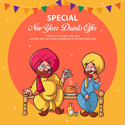 Special new year drinks offer template banner