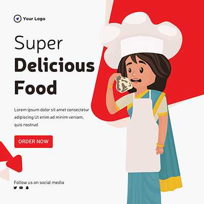 Super delicious food banner template
