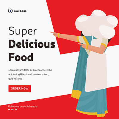 Super delicious food template banner design