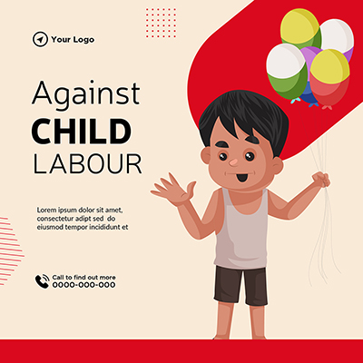 Against child labour template banner design