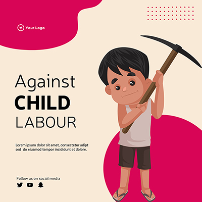 Against child labour template design banner