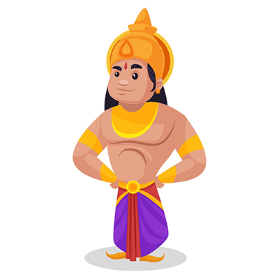 Bheem is standing with both hands on his waist