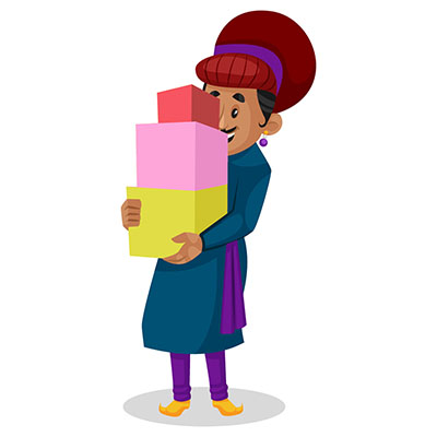 Birbal is holding the gift box in her hands