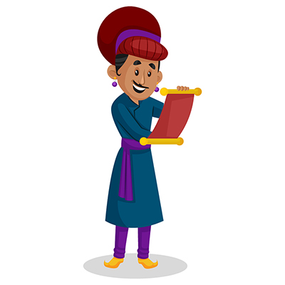 Birbal is reading message on a paper