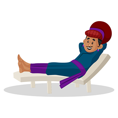 Birbal is resting on a pool chair