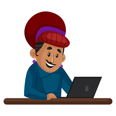 Birbal is working on a laptop