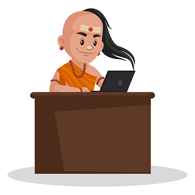 Chanakya is working on a laptop