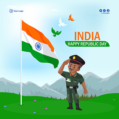Creative banner template for the happy republic day