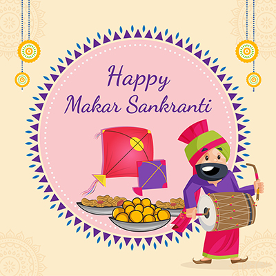Festival of happy makar sankranti with banner template