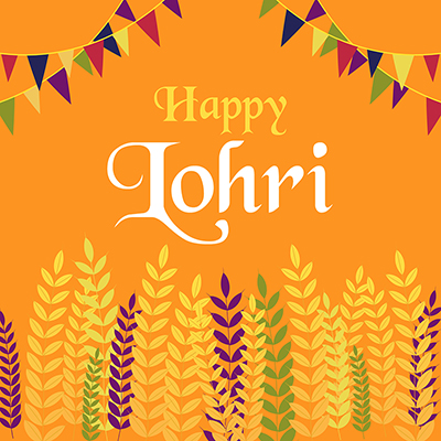 Flat banner template for happy lohri festival