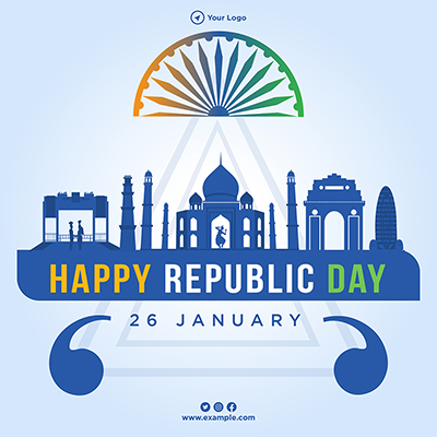 Flat banner template for the happy republic day