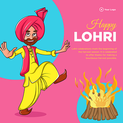 Flat template banner for happy lohri festival Flat template banner for happy lohri festival