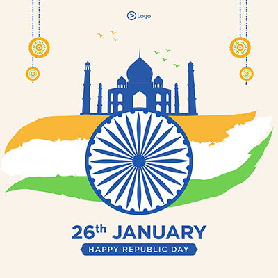 Flat template banner for happy republic day