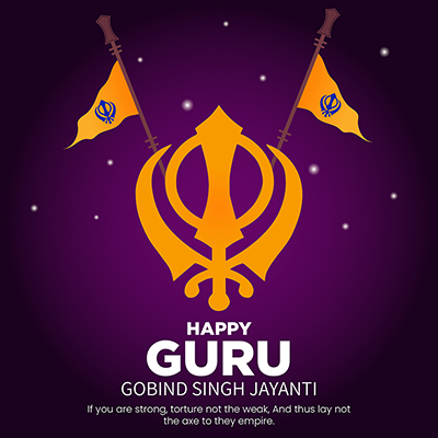 Happy guru gobind singh jayanti on a template banner