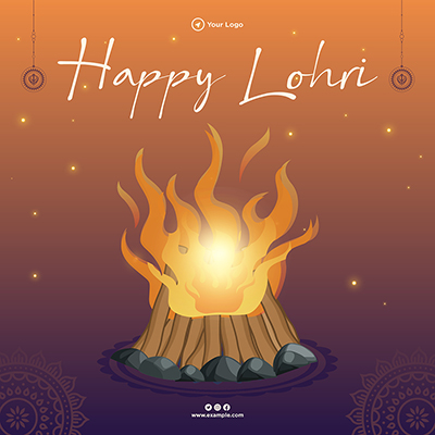 Happy lohri with flat template banner