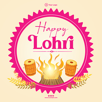Happy lohri with the flat template banner