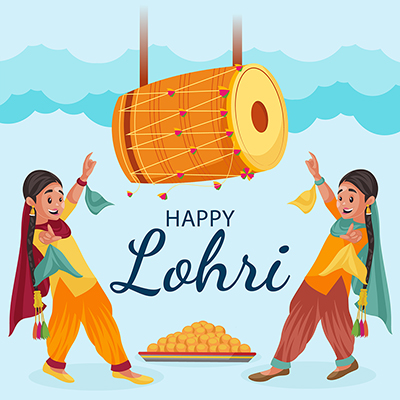 Happy lohri with the flat template banner design