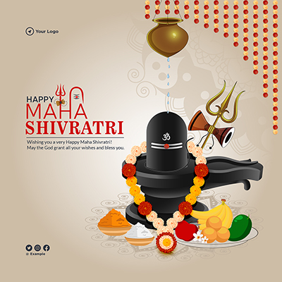 Happy maha shivratri event on the flat banner template