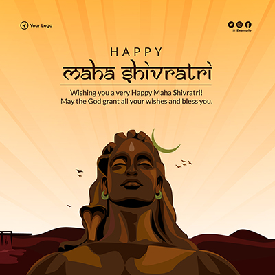 Happy maha shivratri event with flat banner template