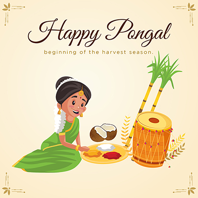 Happy pongal festival banner template design