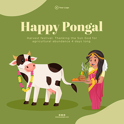 Happy pongal festival on the banner template design